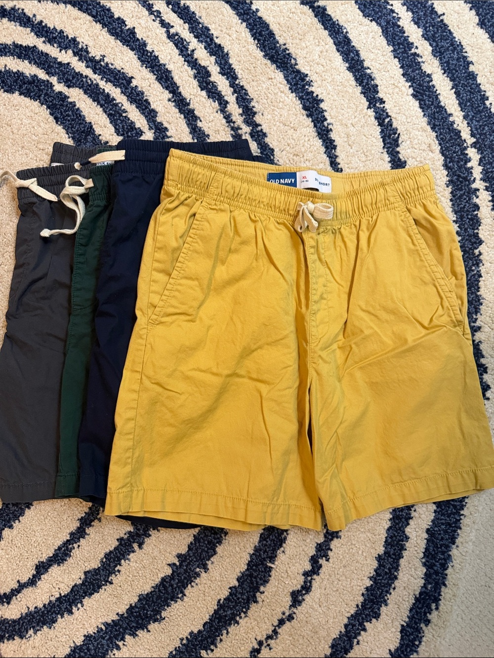 Teen Old Navy and Gap Drawstring Dock Shorts in Navy, Green, Yellow & Gray